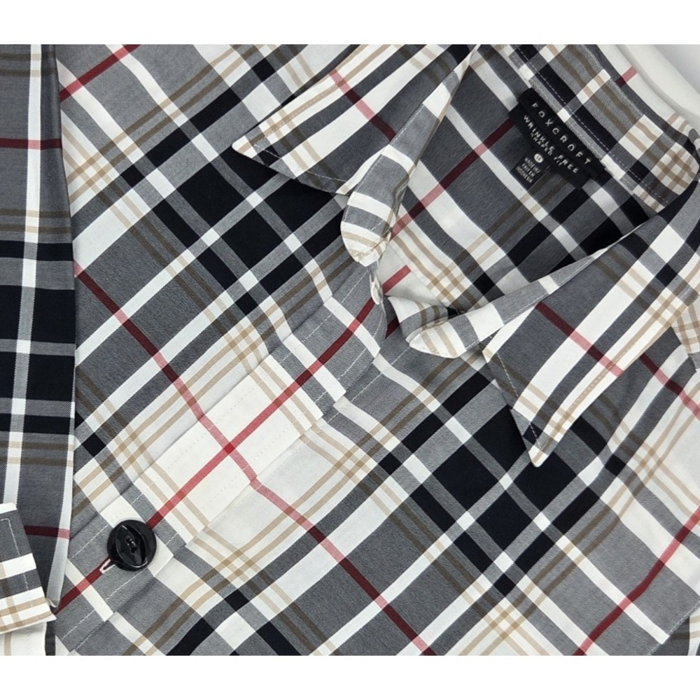 Foxcroft Wrinkle Free Shaped Fit Plaid Button Up Shirt Blouse Women 14 Novacheck